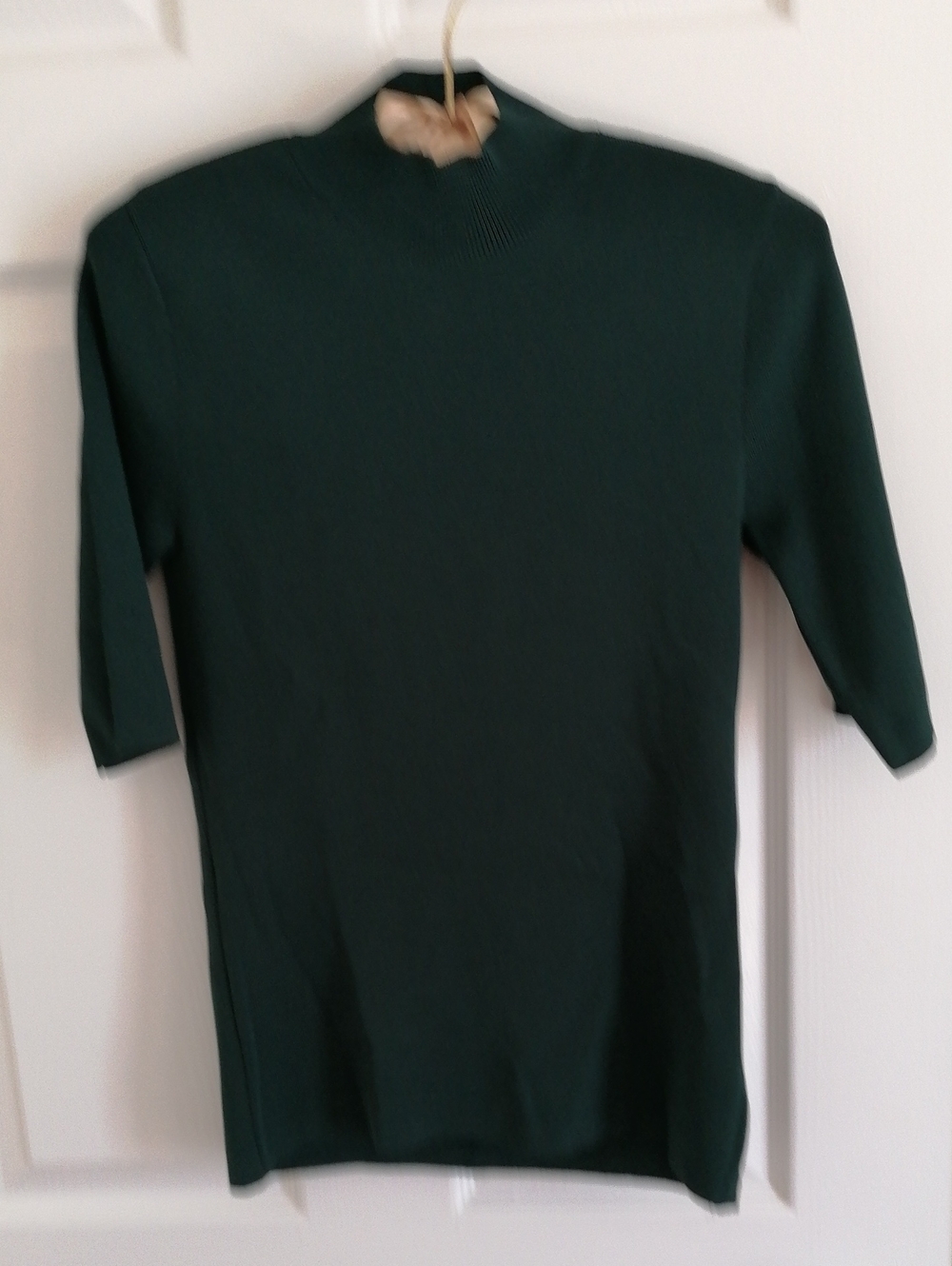 Dark Forest Green Short Sleeve viscose Knit Top. Smart casual.